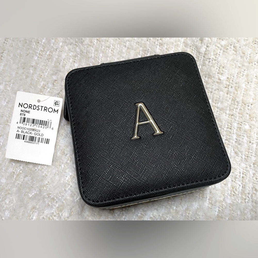 Nordstrom Black Jewelry Case with Gold Initial A